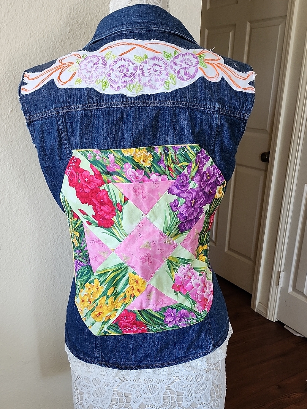 Authentic D&G Upcycled Denim‎ Boho Y2K Vest Festival Coastal Cowgirl Size Medium